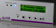 GeNUBox 100C LCD showing "Process Data Engineering GmbH"